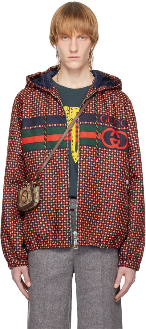 gucci jacket blue and red mens|men's navy Gucci jacket.